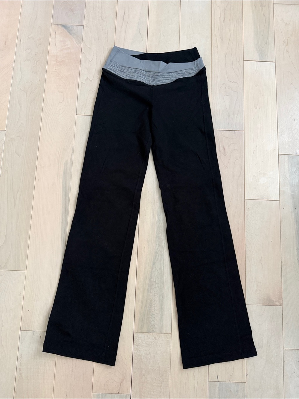 Black Yoga Pants with Gray Fold-Over inside pocket waistband